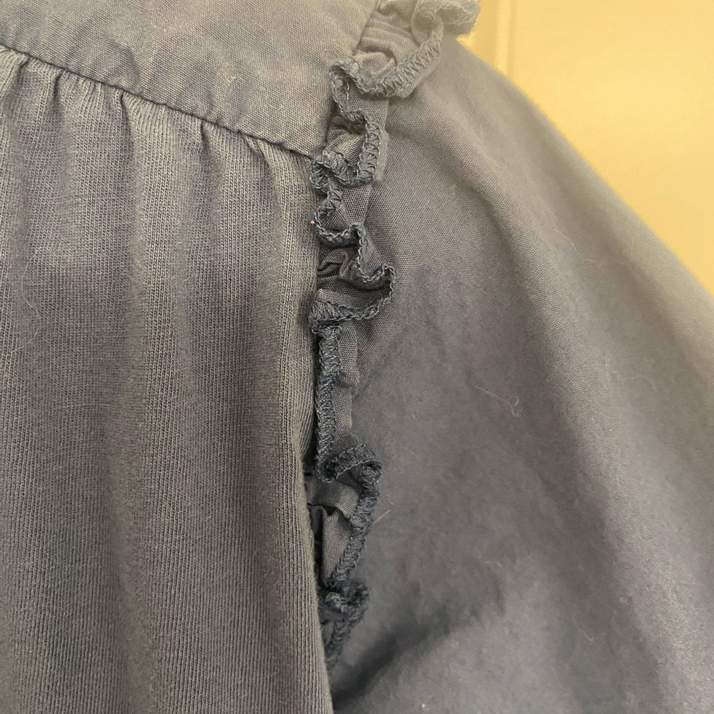 Zara Dusty Blue Prairie Shirt Dress Small Cottagecore Boho Button Front - Picture 4 of 8